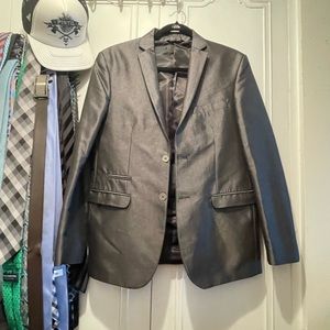 TESSUTO Made In Italy Metallic Gray Two Button Vented Formal Blazer/Jacket